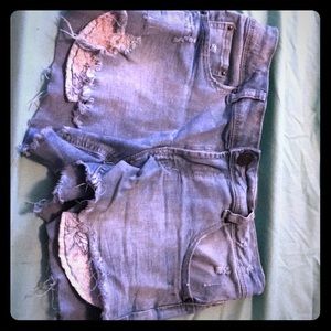 A pair of denim shorts